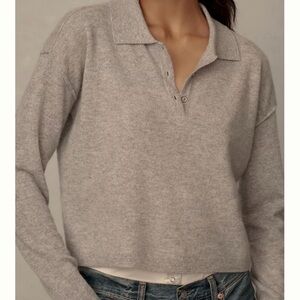 Pilcro Light Gray V-Neck Sweater